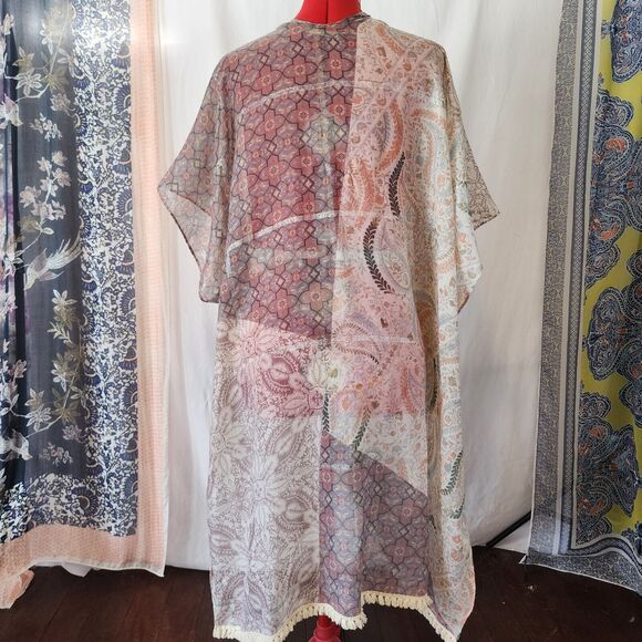 Shimmer Lightweight Long Rectangle Bathing Suit Wrap Cardigan Bathing Size M/L - Picture 6 of 7